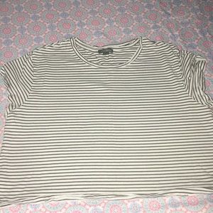 White and black striped crop top